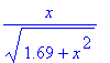 x/(1.69+x^2)^(1/2)