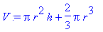 V := Pi*r^2*h+2/3*Pi*r^3